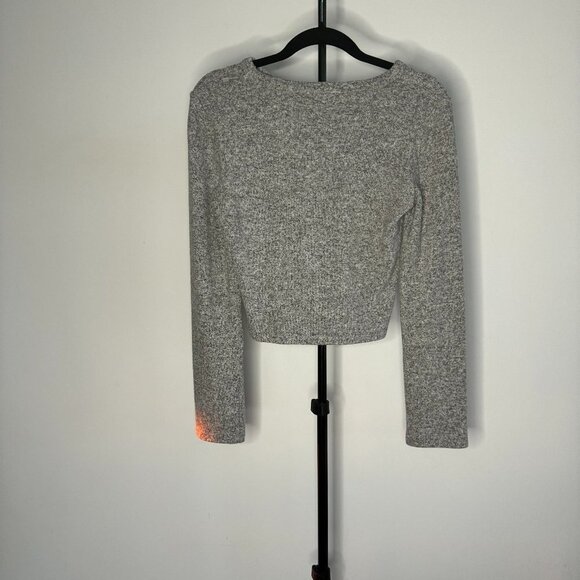 Zara | Cotton Trafaluc Cropped Long Sleeve Cotton Shirt | Heather Gray | Size M - Picture 6 of 6